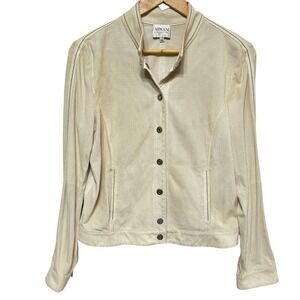 Armani Collezioni Perforated Suede Jacket Size 46/10 US Cream Lightweight *FLAWS